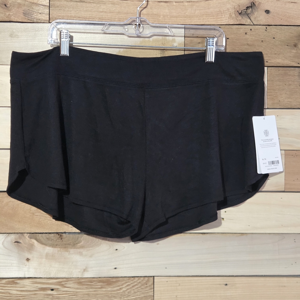 NWT Athleta Solid Black Well Rested  Ribbed Lounge Sleep Shorts Women's